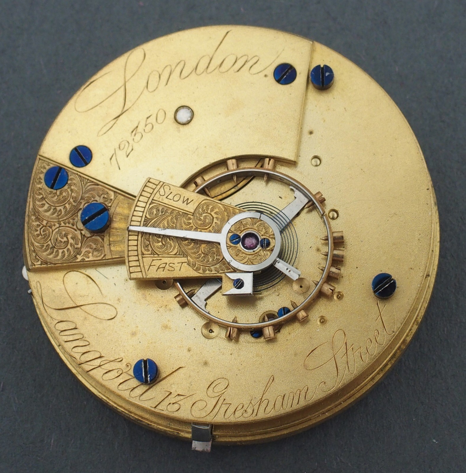 Langford 13 Gresham Street London Pocket Watch Movement for Parts Repairs #F242