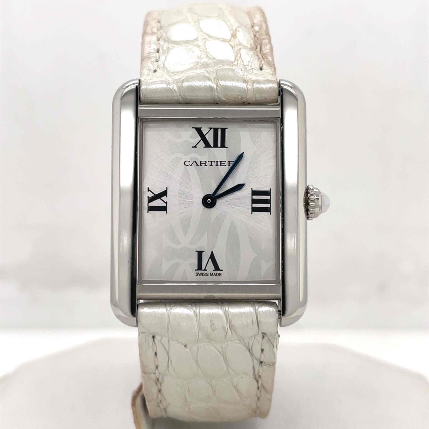 Cartier Tank Solo Quartz 24mm Stainless Steel Silver Dial Ladies Watch 2716