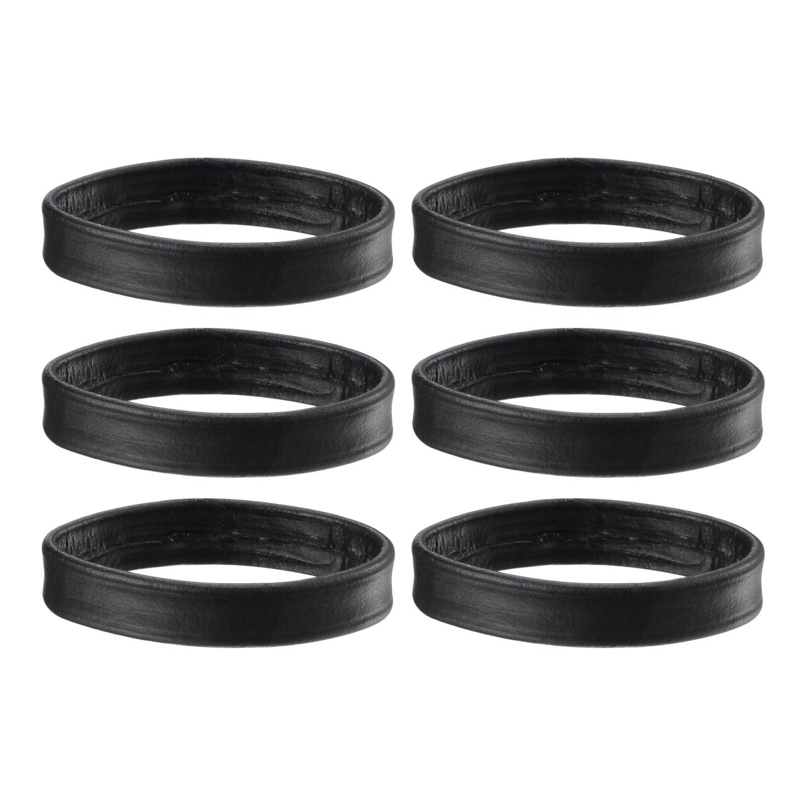 6 Pcs PU Leather Loops Retaining Ring for 26mm Width Watch Band, Black