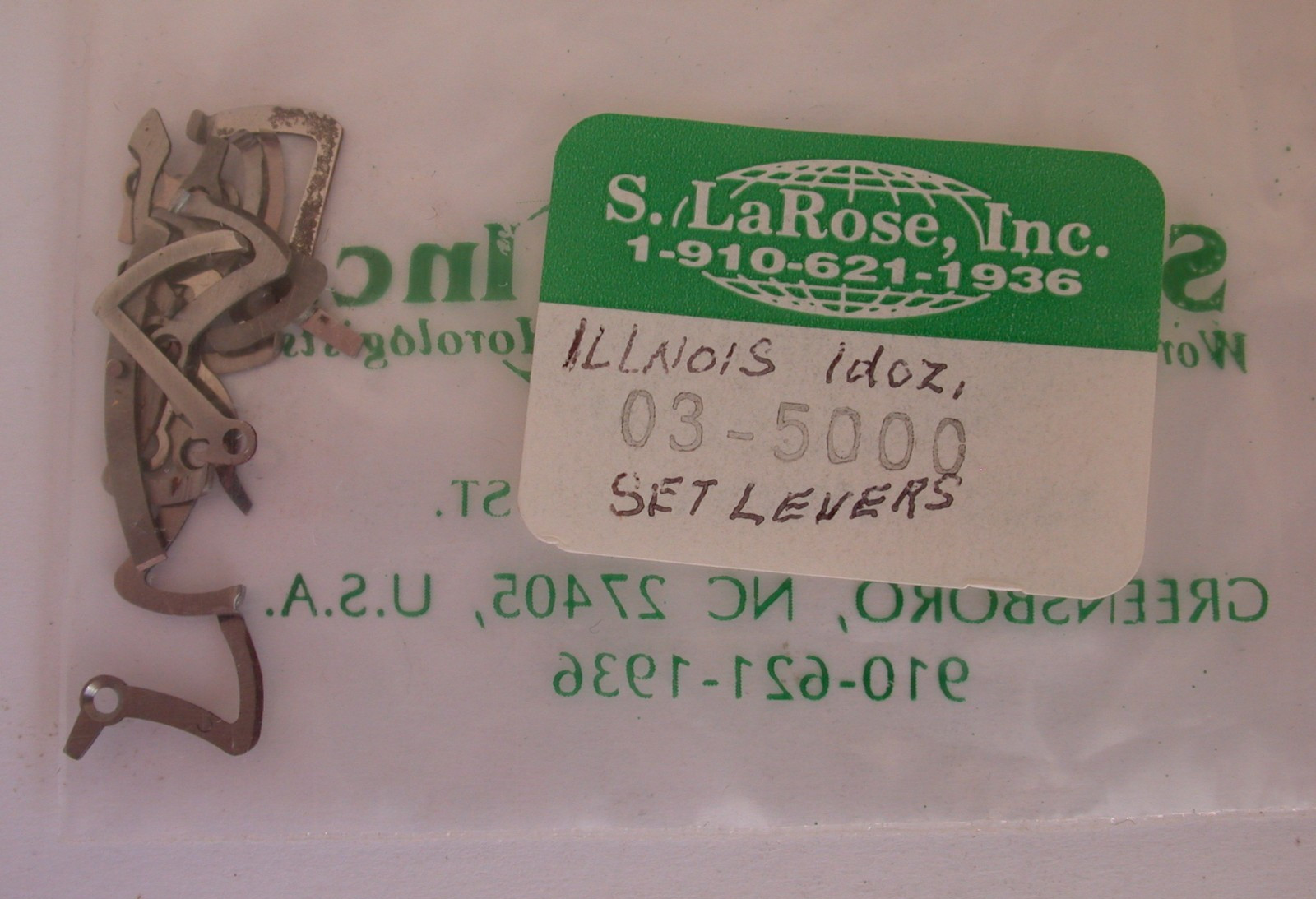 ILLINOIS POCKET WATCH SET LEVERS, AS PACKAGED BY S. LA ROSE – 34MR38