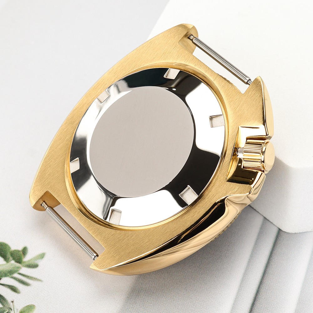 44mm Golden Diver Watch Case Modify turtle Mod Sapphire For Seiko NH35 Movement