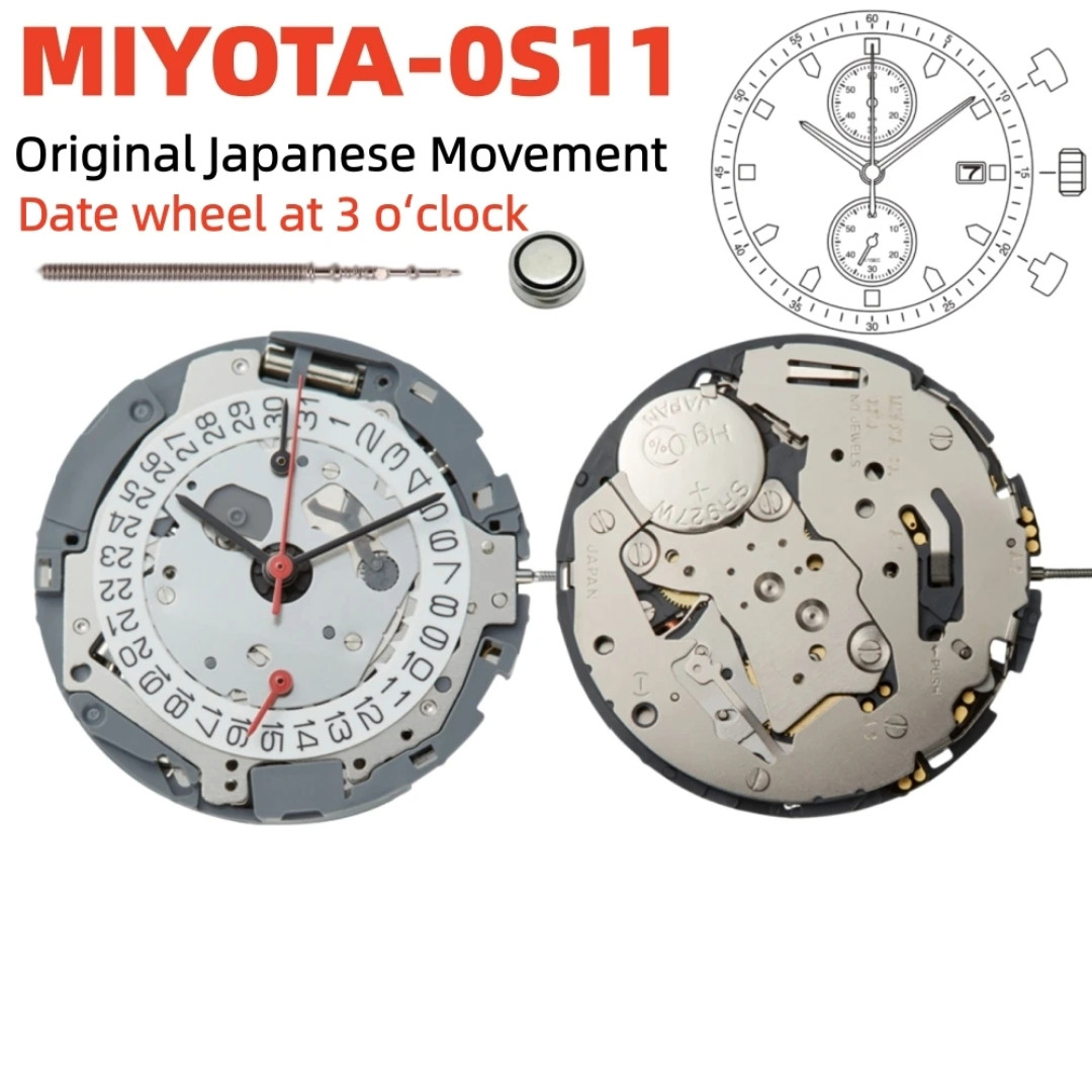 Genuine Miyota 0S11 Chronograph Quartz Watch Movement Date at 3 Japan Made New