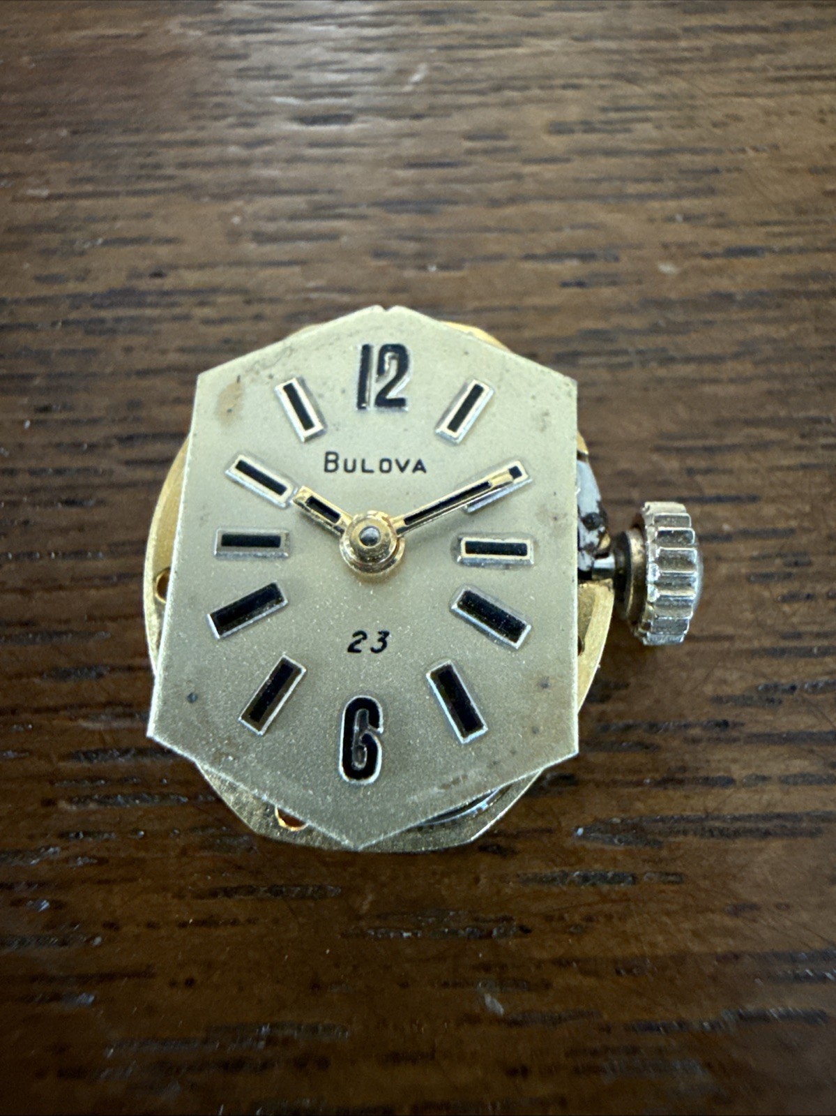 Vintage Bulova Cal. 5AZ 23 jewel watch movement running With Dial And Crown