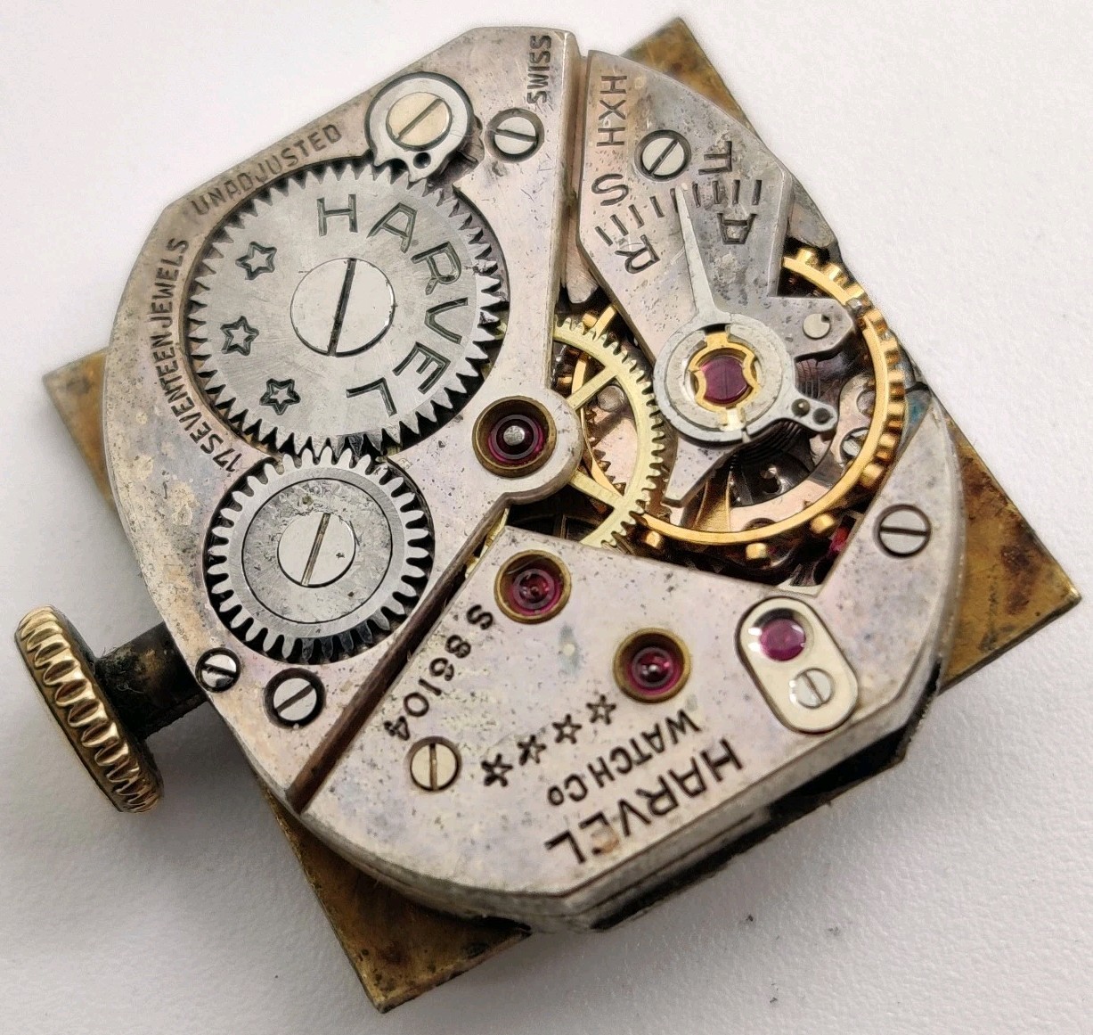 Rare Harvel High Grade Fleurier FEF 86 17 Jewel watch movement Runs For Repair