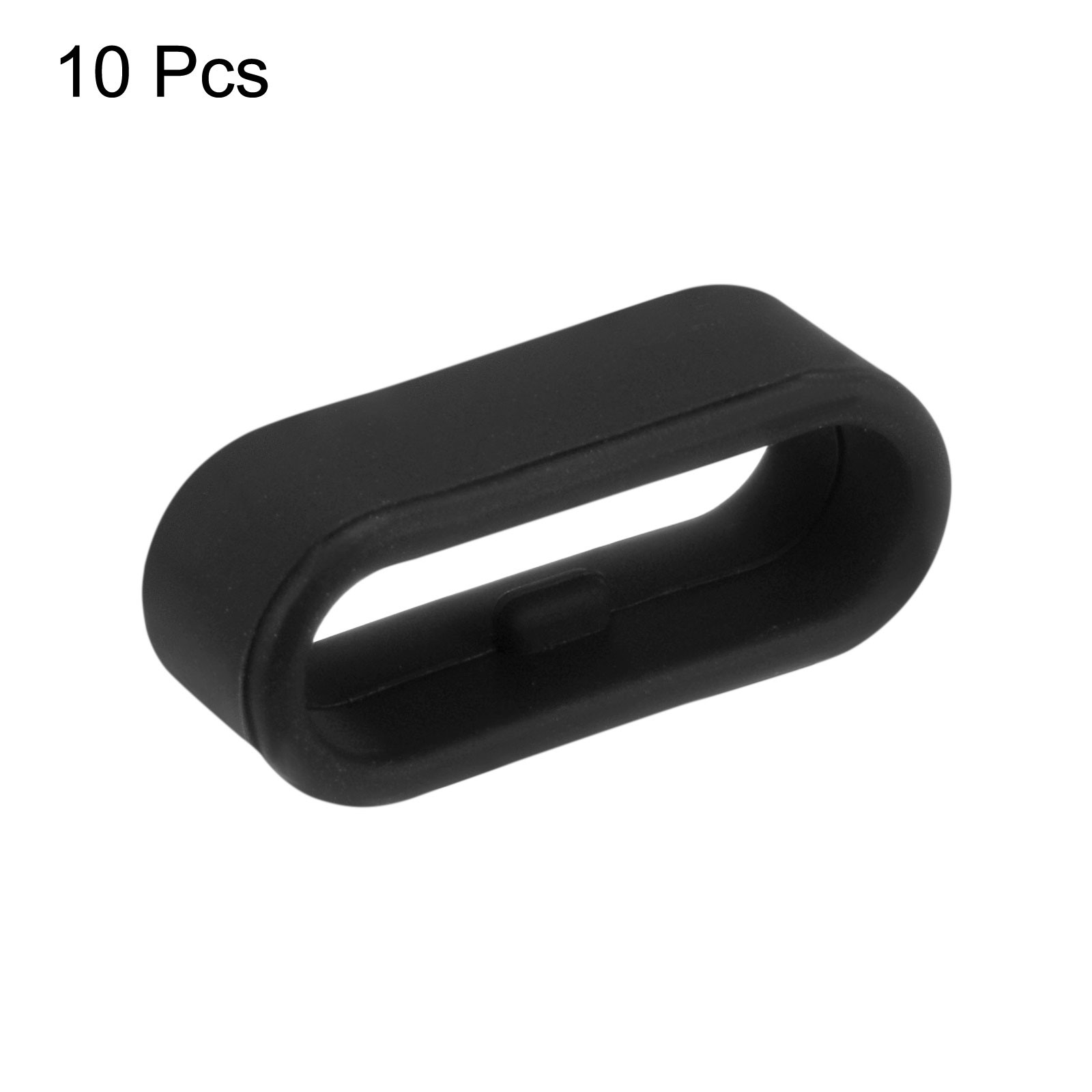 10Pcs Watch Band Strap Loops Silicone Fastener Rings for 18mm Band Black