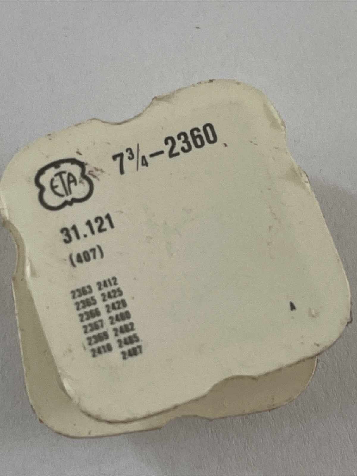 ETA Cal 2360 to 2487 Part 407 Clutch Wheel NOS