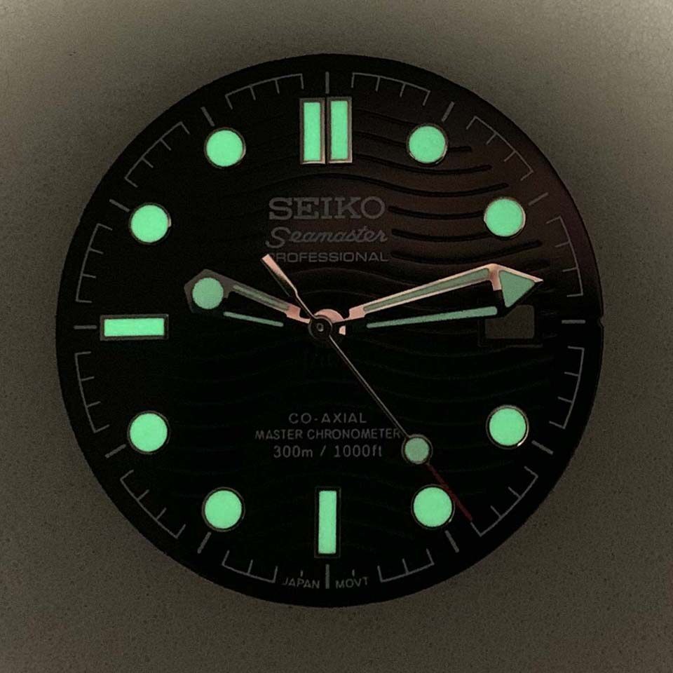 31.8mm Black Watch Dial+Hands Green Luminous for NH35 NH36 Movement Watch Parts
