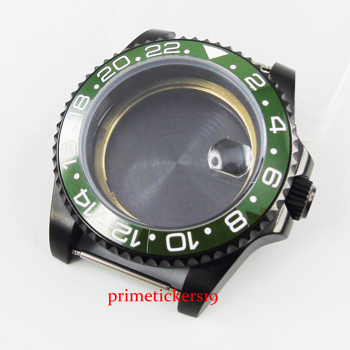 PVD Plated 40MM Watch Case Green Bezel Sapphire Glass Fit MIYOTA Movement
