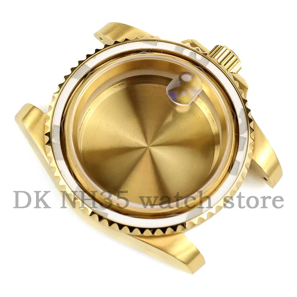 40mm NH35 Gold Stainless Steel Watch Case Jubilee Bracelet Fit SUB GMT NH34 NH35
