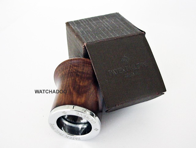 Patek Philippe Brown Wood Watchmaker Jewelers Magnifying Eye Glass Watch Loupe