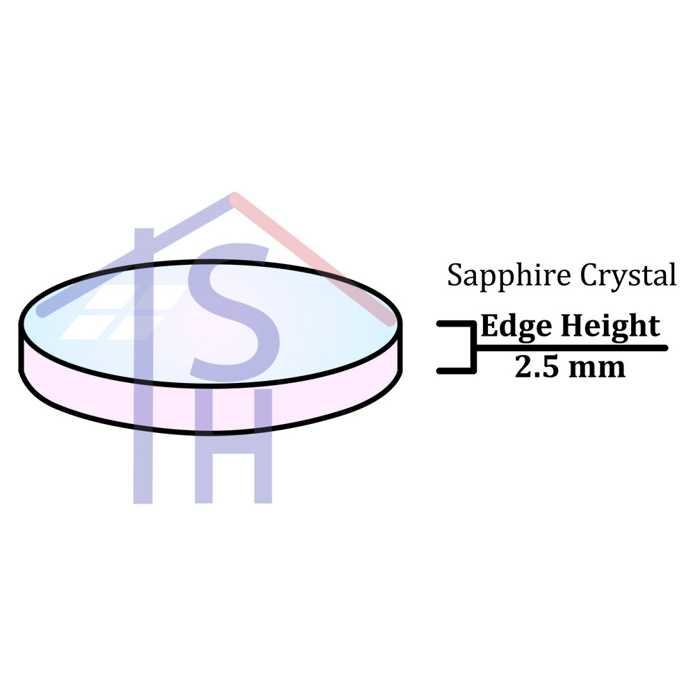 ROUND 2.5 MM THICK FLAT SAPPHIRE CRYSTAL WATCH GLASS REPLACEMENT SIZE 16MM-50MM