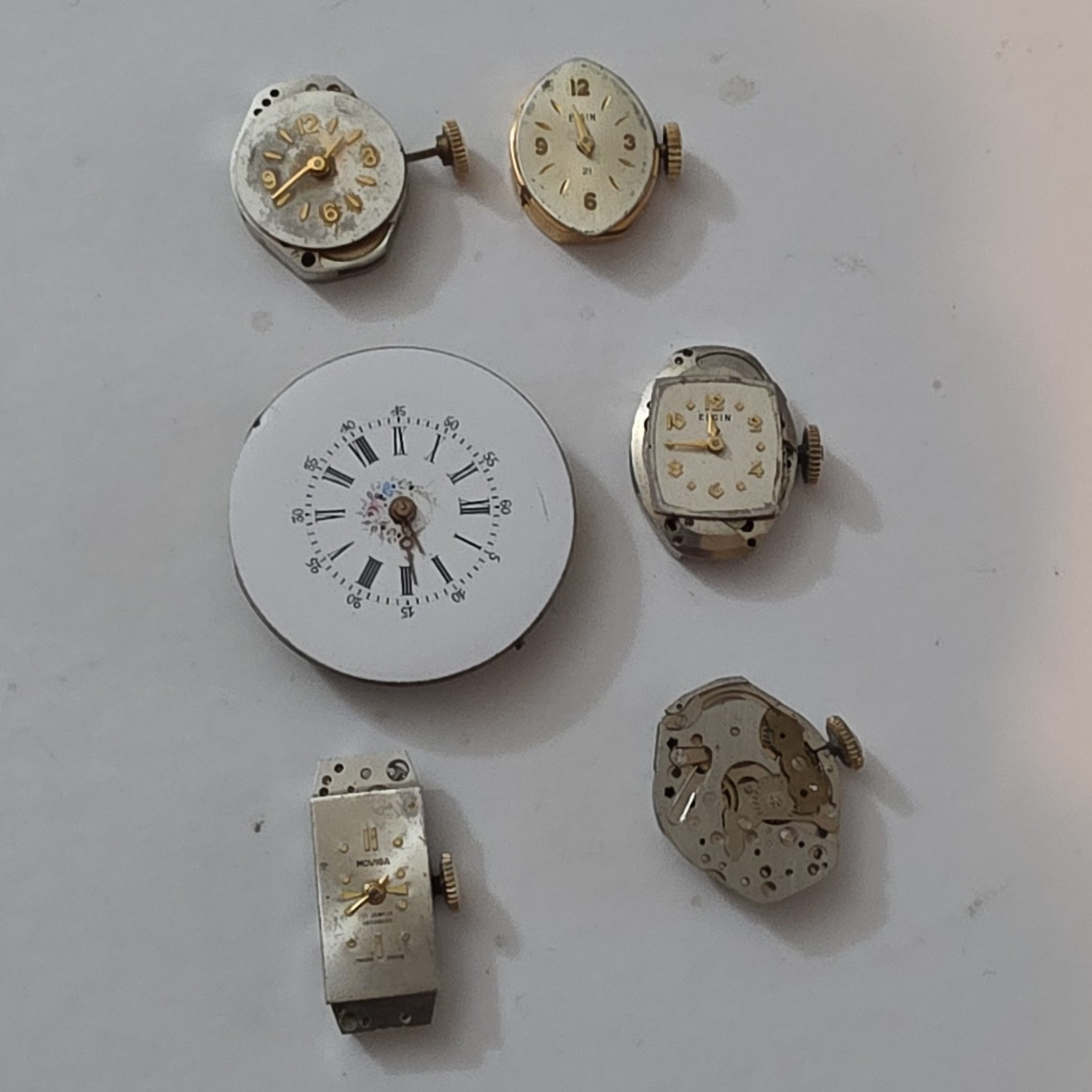 Steam Punk Mechanical Manual Wind Watch Movements & Dials Lot for Parts/Repair