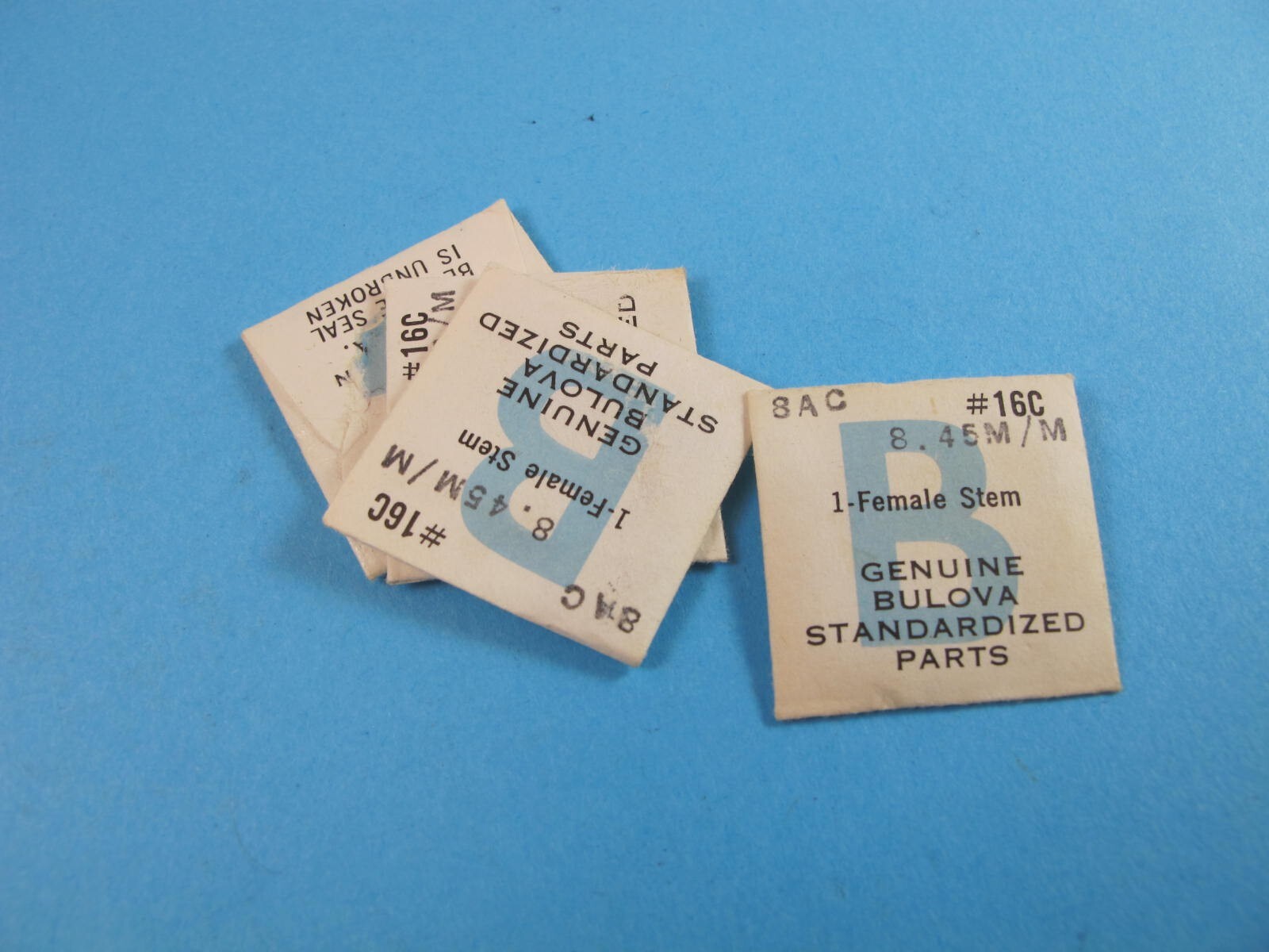 BULOVA CALIBER 8AC 16C FEMALE WATCH STEMS NOS IN PACKAGES 4 PIECES