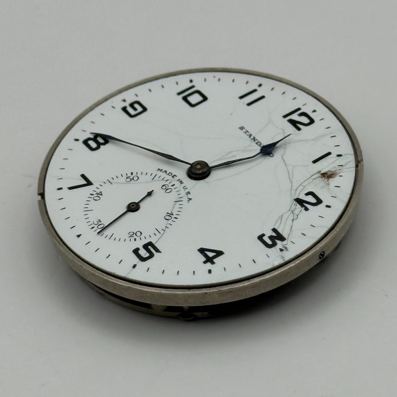 New York Standard Pocket Watch Movement USA Watch Co 15J Sub Seconds Parts 36mm