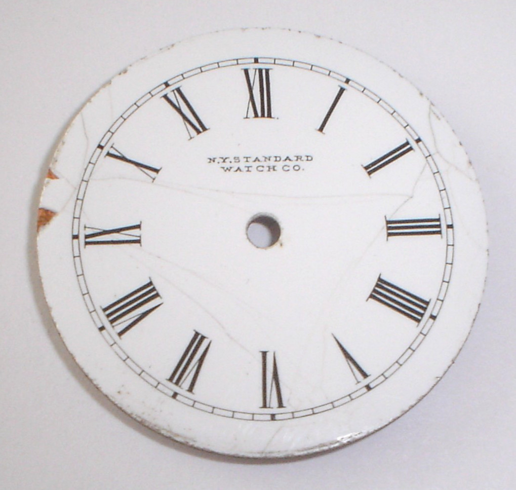 New York Standard Watch Co. Porcelain Pocket Watch Dial 33.6mm Chips & Hairlines