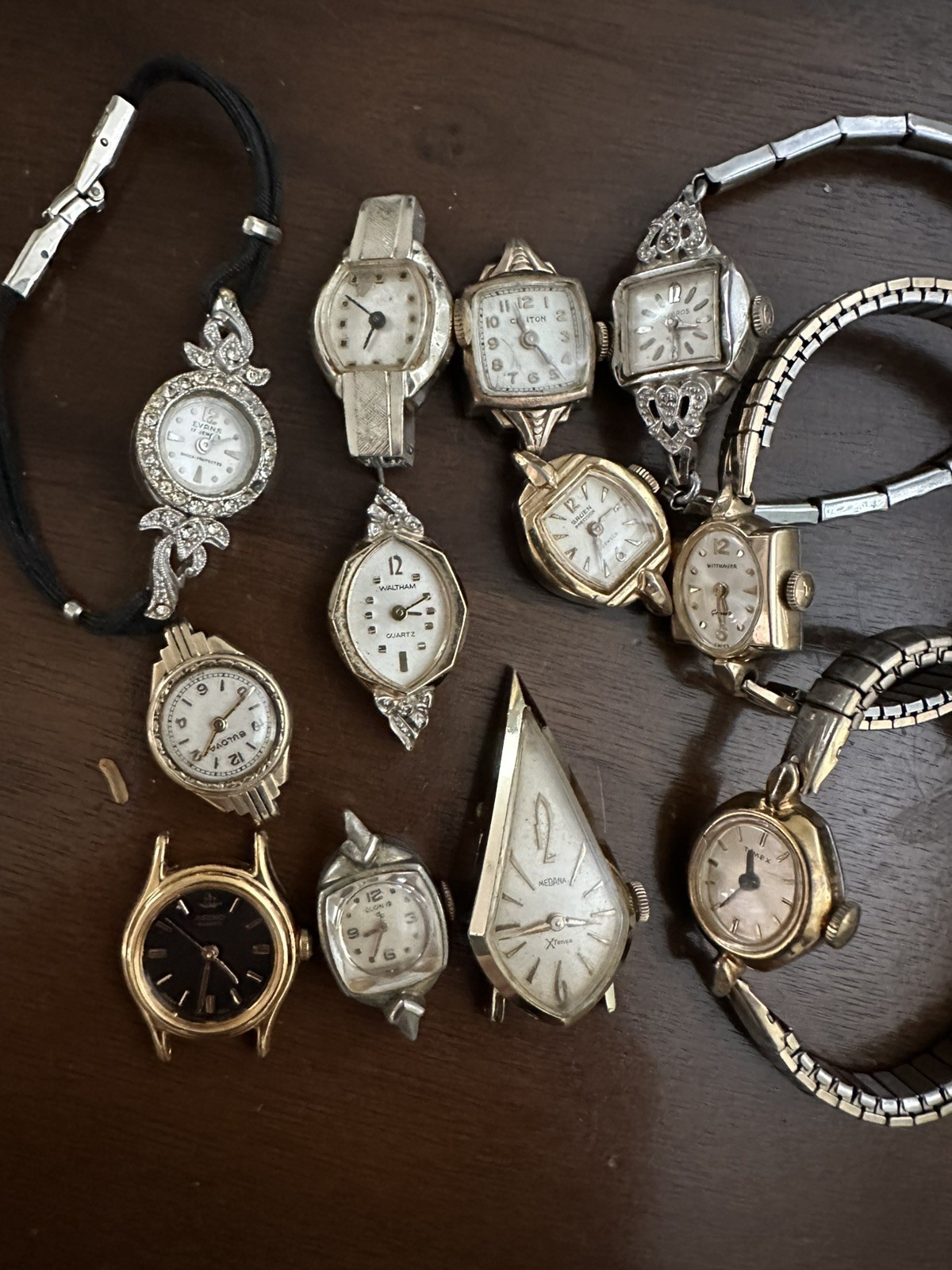 Vintage 60+ Ladies Watch Movement Lot Gruen Elgin Waltham Bulova Elgin Swiss
