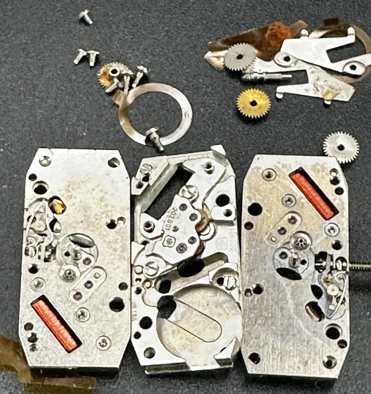ETA 202.001-7 Jewel Movements Lot Of 3, Parts Or Repairs From Watchmakers Estate