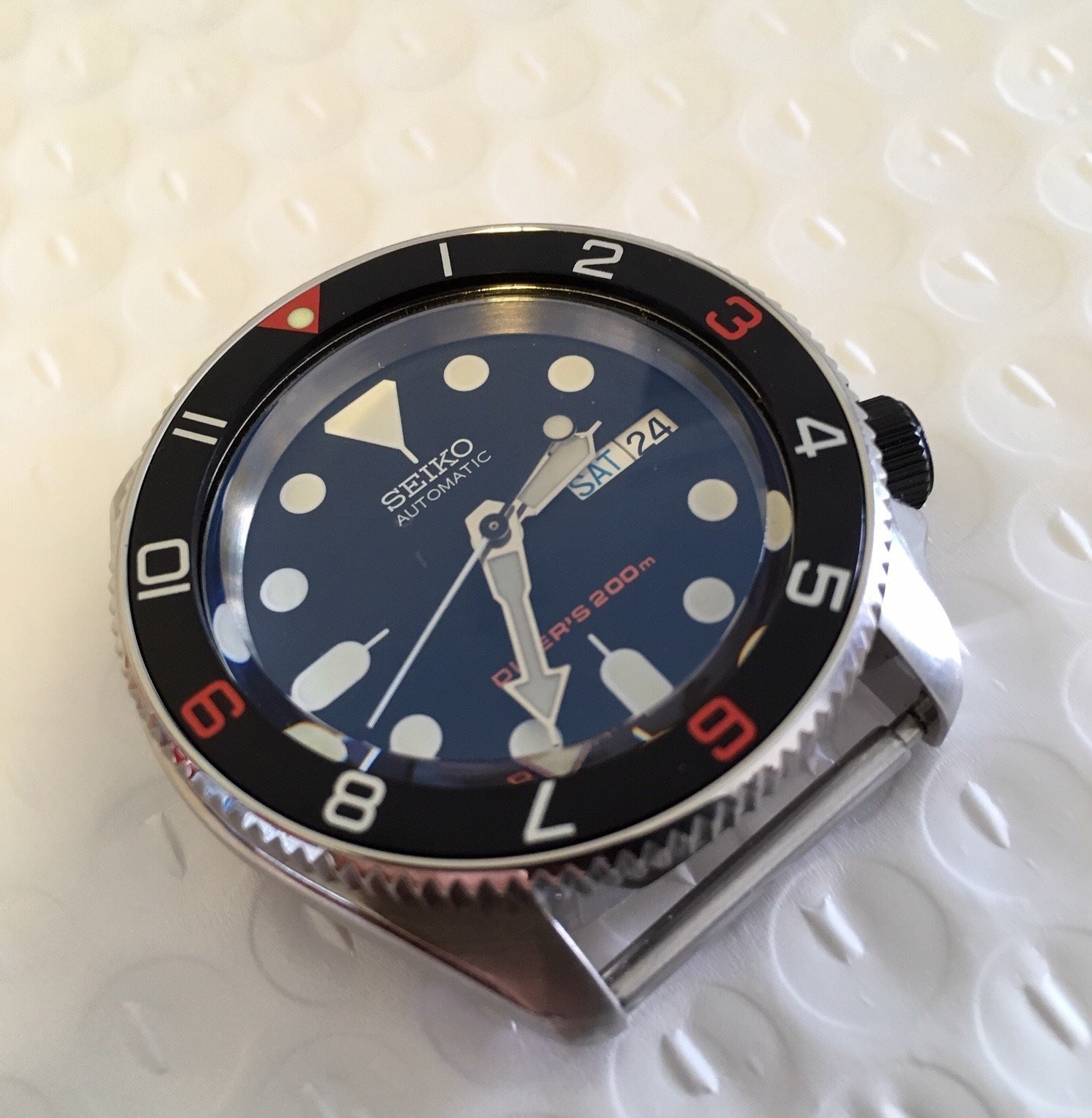 SKX007/SRPD Flat Bezel Insert – Black/Silver/Red – CT604
