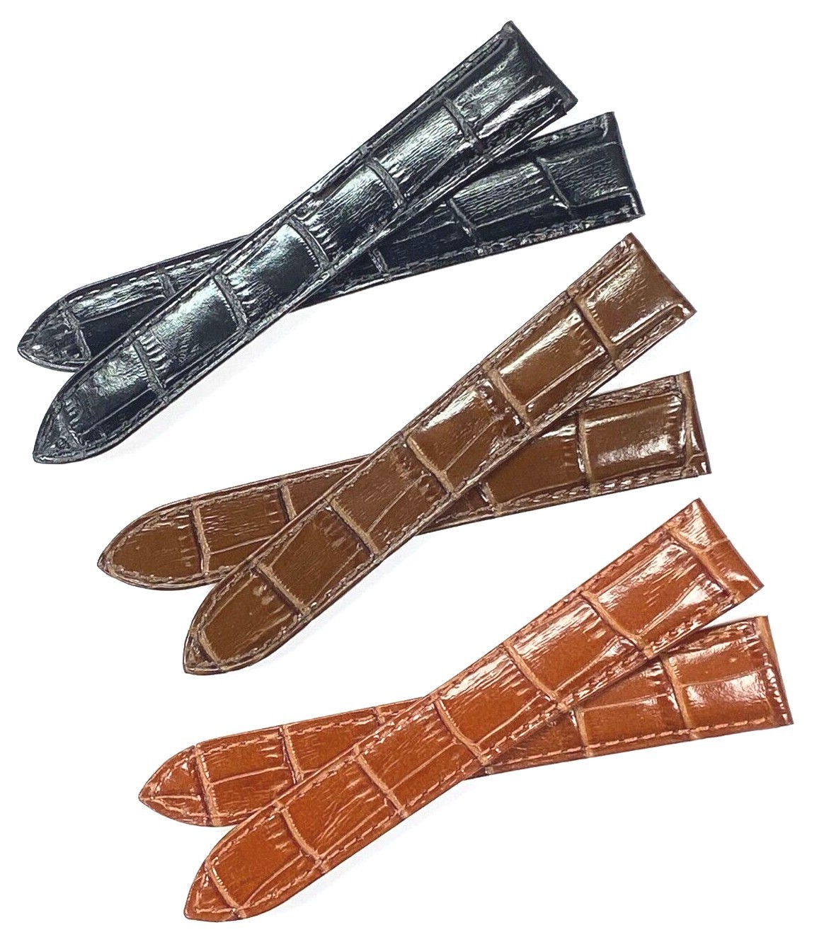 Watch Band Genuine Leather Alligator Grain fit Cartier Watch 19X16MM