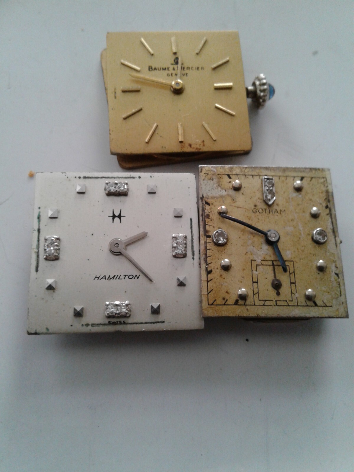 LOT OF 3 BM 770, HAMILTON 680, GOTHAM 5852 PPOLK VINTAGE WORKING WATCH MOVEMENT