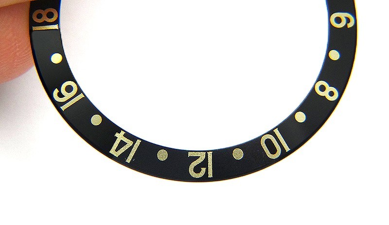 Genuine Rolex GMT-MASTER II 16713 16718 Black & Yellow Gold Watch Bezel Insert