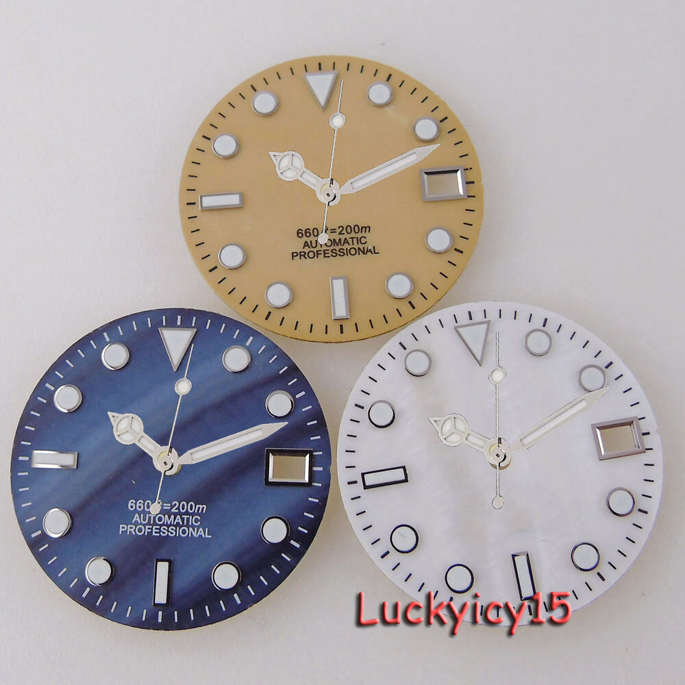 Tandorio 28.5mm Blue MOP Watch Dial Fit NH35A Automatic Watch Parts Men Dial