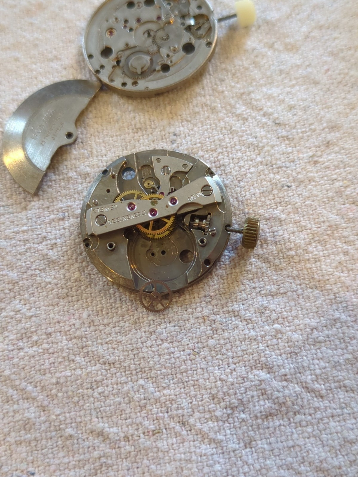 !Lot of 2 watch movements with a Box, Wheels, Plates, Screws, Springs, and more!