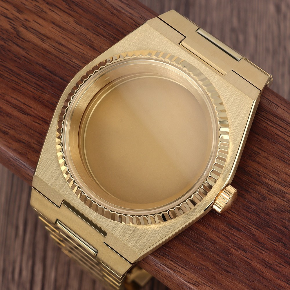 Gold Steel 40mm NH35 Watch Case Strap Modify PRX Mod 10ATM For Seiko NH34 36 38