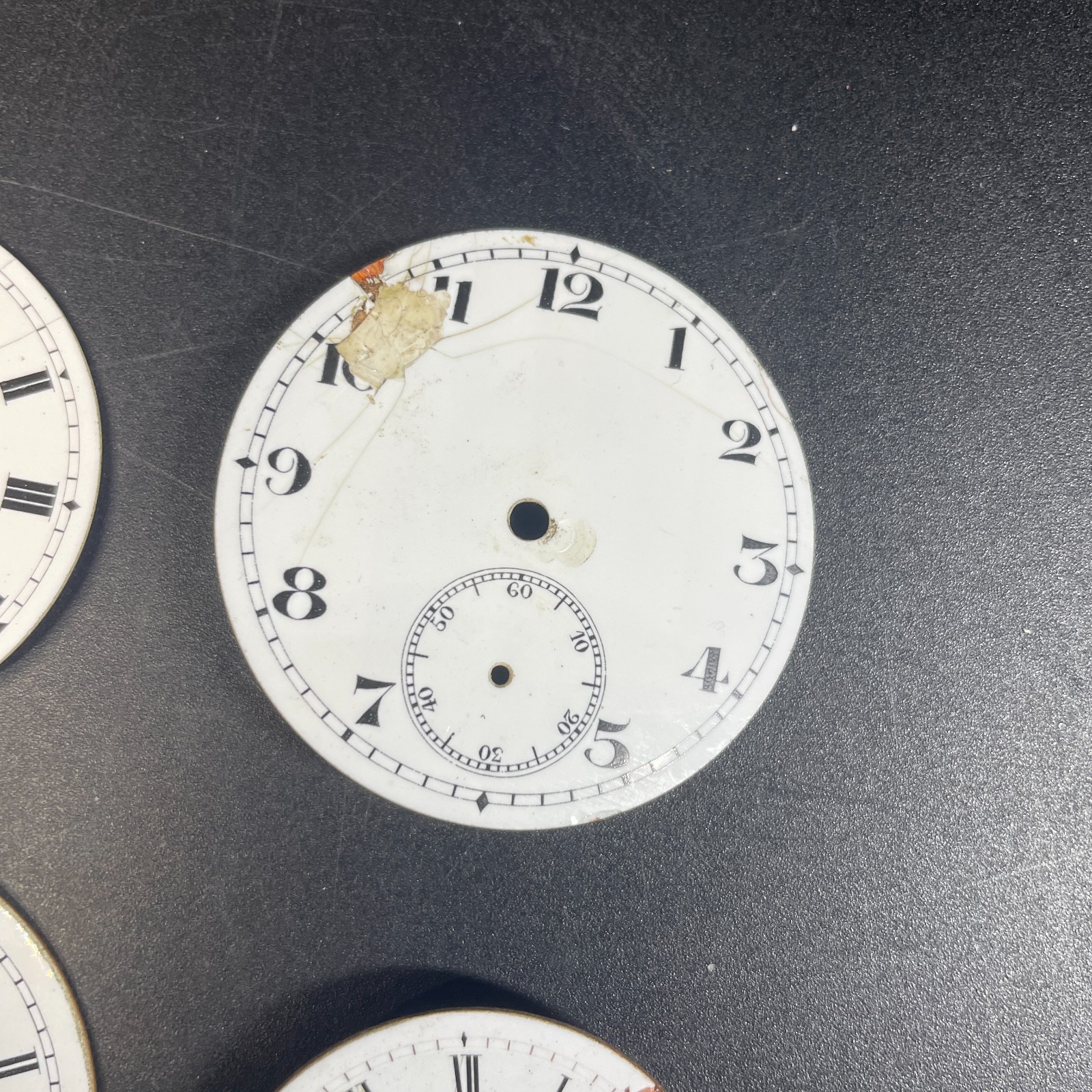 Pocket Watch x 6 Dial White Enamel Roman Face Horologist Art Replacement Faces