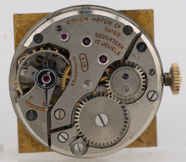 GRUEN VERI-THIN cal. 415, 17j SWISS WRIST WATCH MOVEMENT, FOR REPAIR (M9)