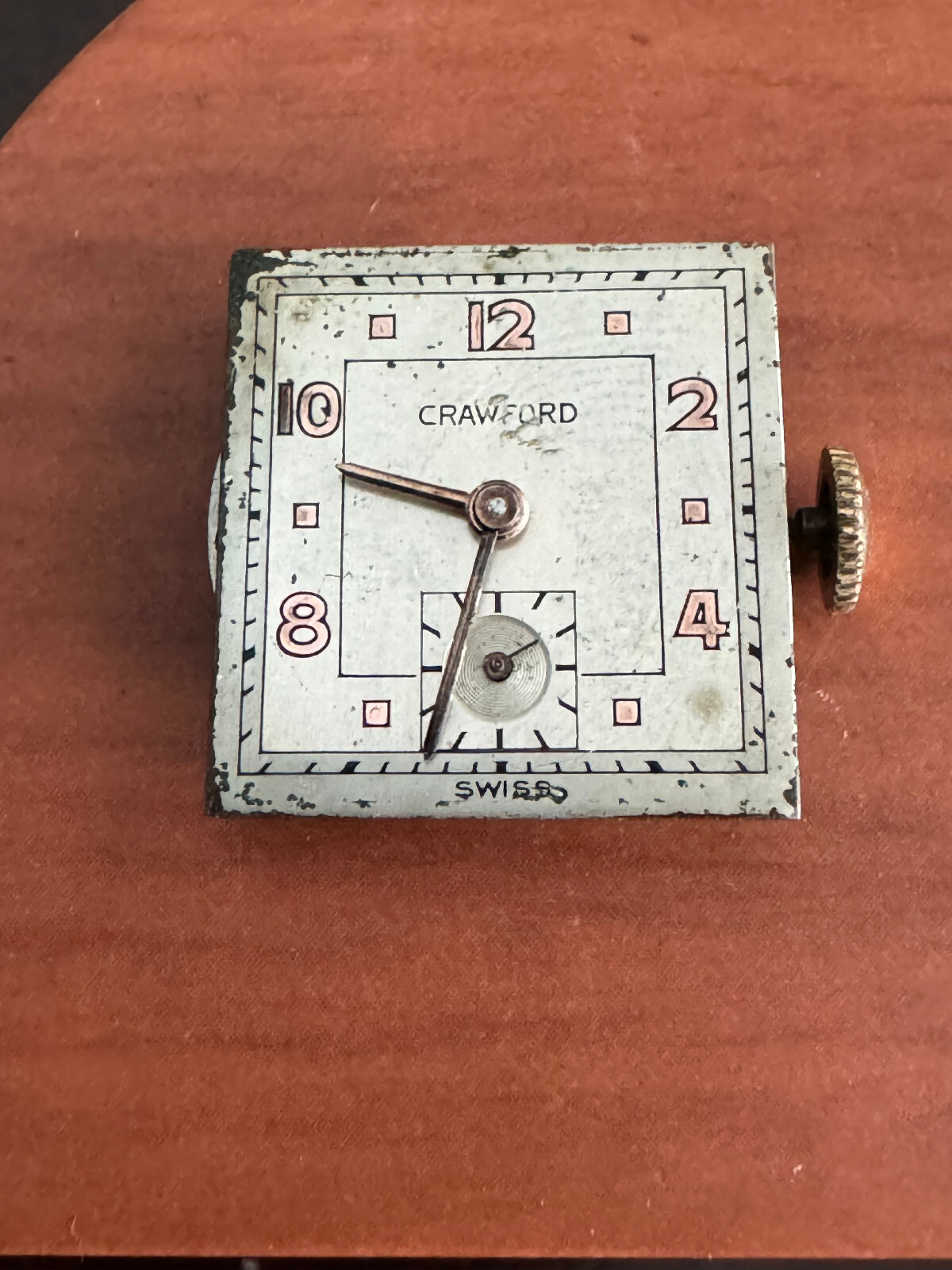 VINTAGE MEN’S 19.40MM SWISS CRAWFORD WRIST WATCH MOVEMENT KEEPING TIME 17 JEWEL