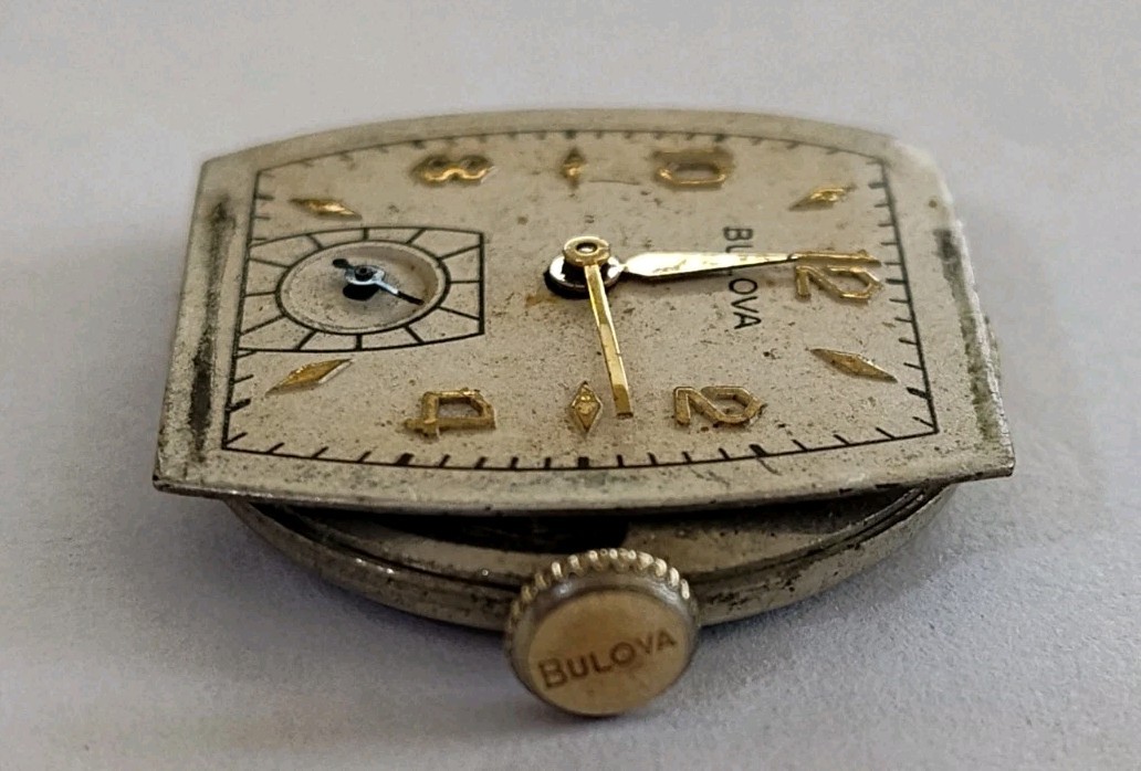 1952 BULOVA 10BT Watch Movement 15J Dial Hands Signed Crown Running