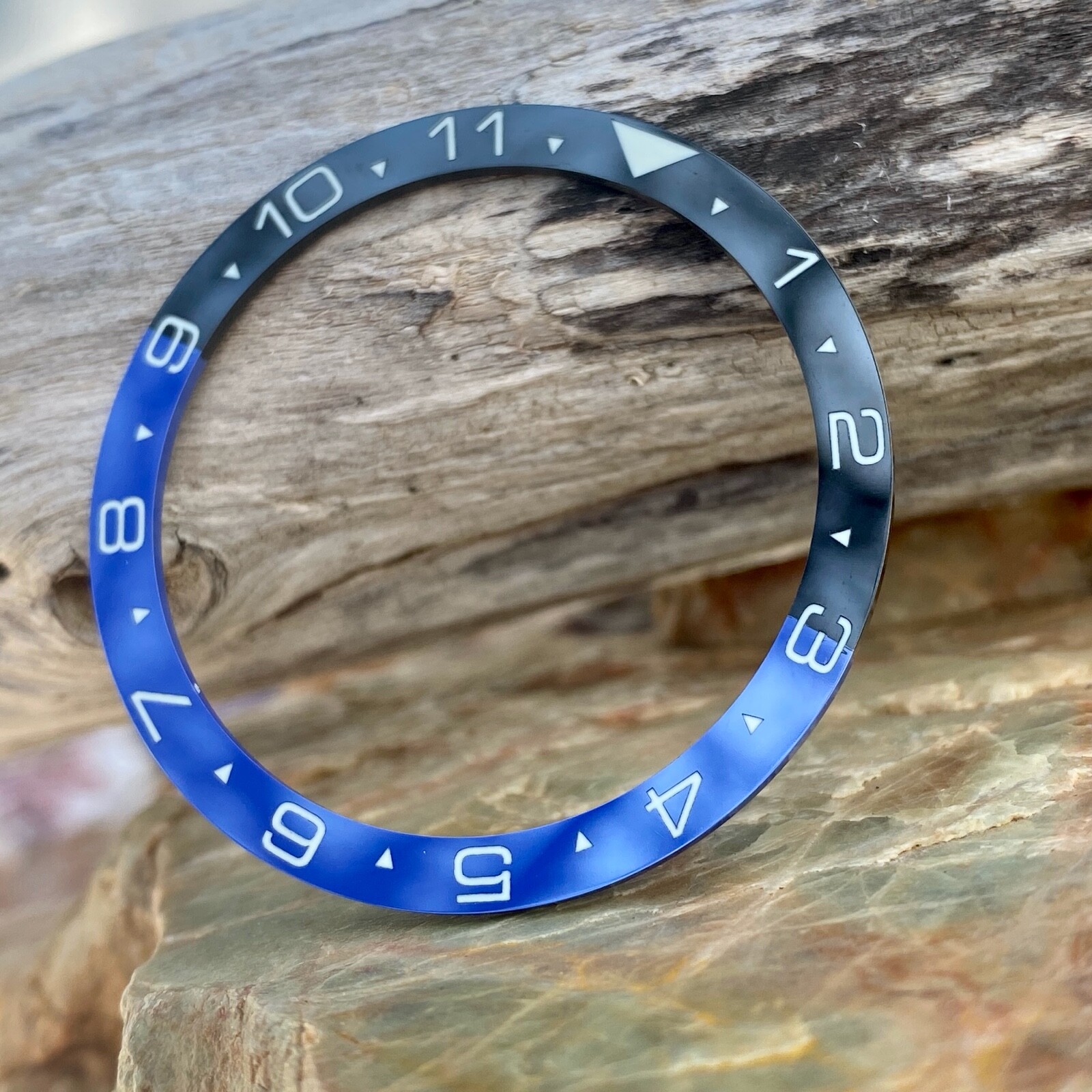 Lumed Ceramic “Batman” Dual Time [Flat Bezel Insert] for SKX007 SRPD ~ US Seller