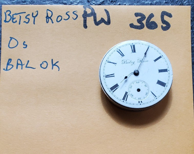 BETSY ROSS POCKET WATCH MOVEMENT 0s PW365