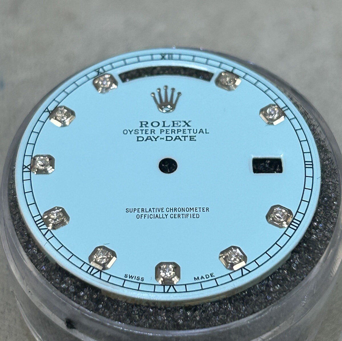 Rolex Day Date 40mmCustom Light Blue Diamond Dial With White Settings For 228239