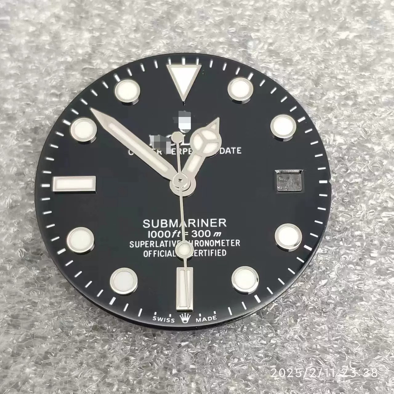 28.5mm luminous watch dial suitable for Rolex Submariner NH35 movement Black