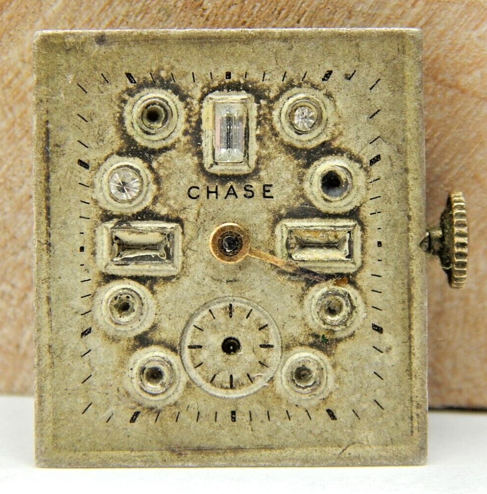 Vintage Chase 7 jewel Buser 15 men’s wrist watch movement with dial and crown