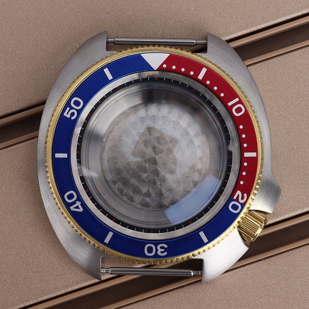 Rotating Diver Bezel Sapphire 44mm Watch Cases Turtle Style For Seiko NH35 NH36