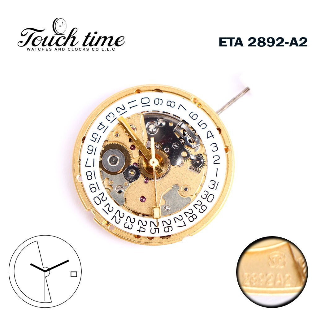 ETA 2892-A2 Swiss Automatic Movement with Gucci Finish, White Disk at 3 , 3 Hand