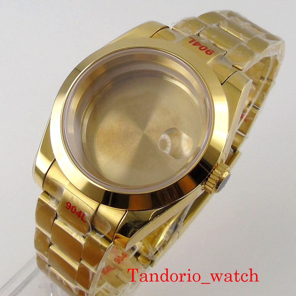 36mm For NH34 NH35 NH36 MIYOTA 8215 Mingzhu Movement Yellow Gold Polished Case