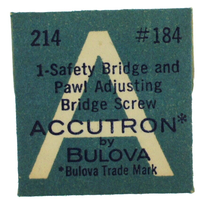 NEW Bulova Accutron 214 Watch Part 184 Safety & Pawl Adjusting Bridge Screw NOS
