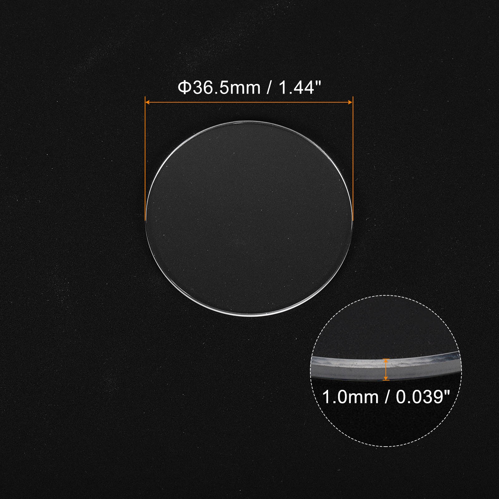 2pcs Watch Crystal Glass Lens 36.5mm x 1.0mm Beveled Edge Flat Glass Crystals