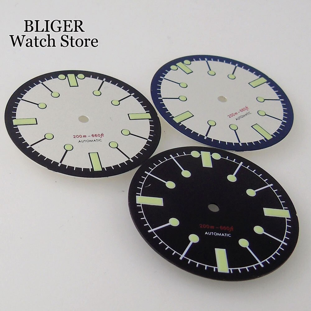 31mm Red Blue White Black Watch Dial for NH35 NH36 PT5000 Movement Green Lume