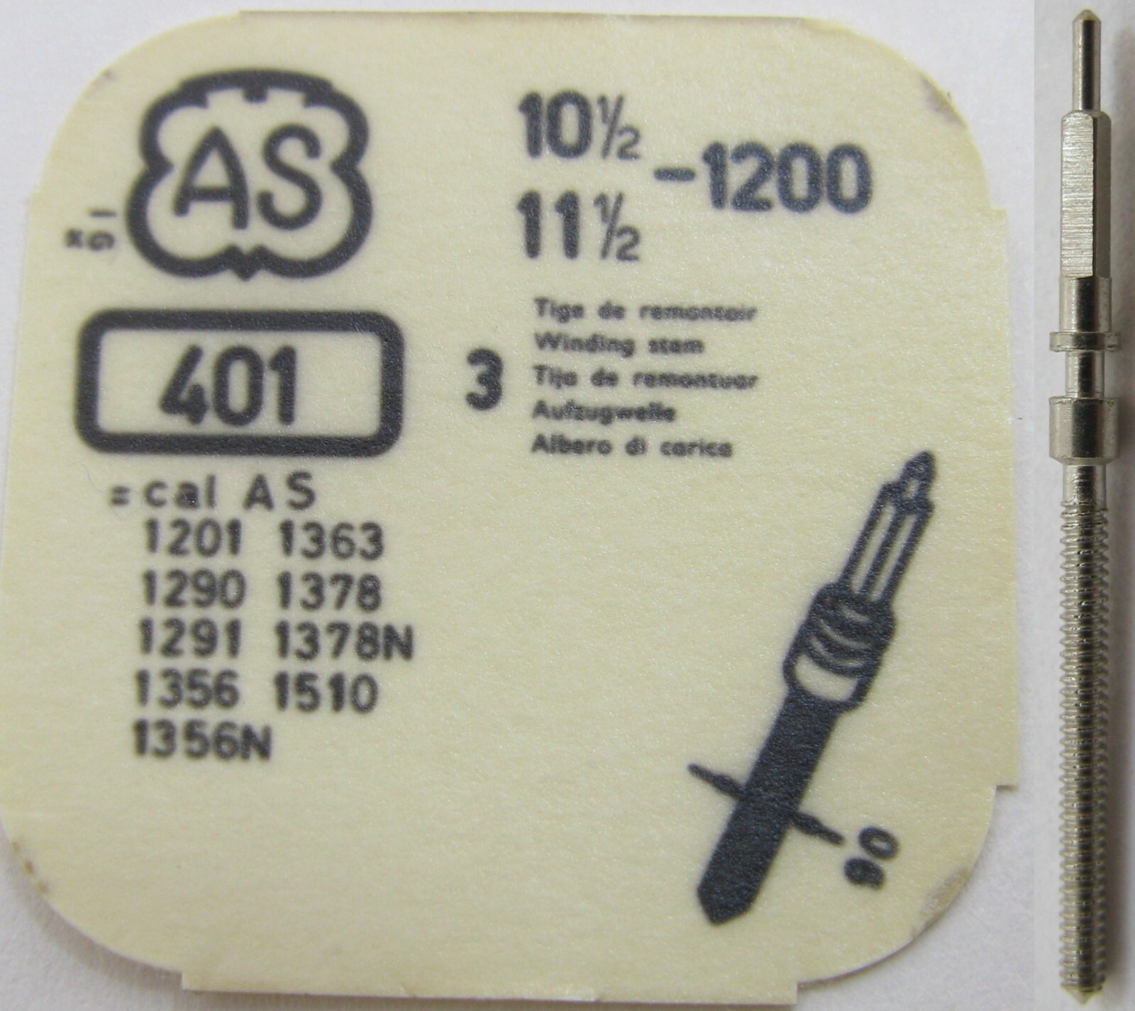 AS 1200 1290 1281 1356 1363 1378 1510… watch parts winding stem #401 Tap 10