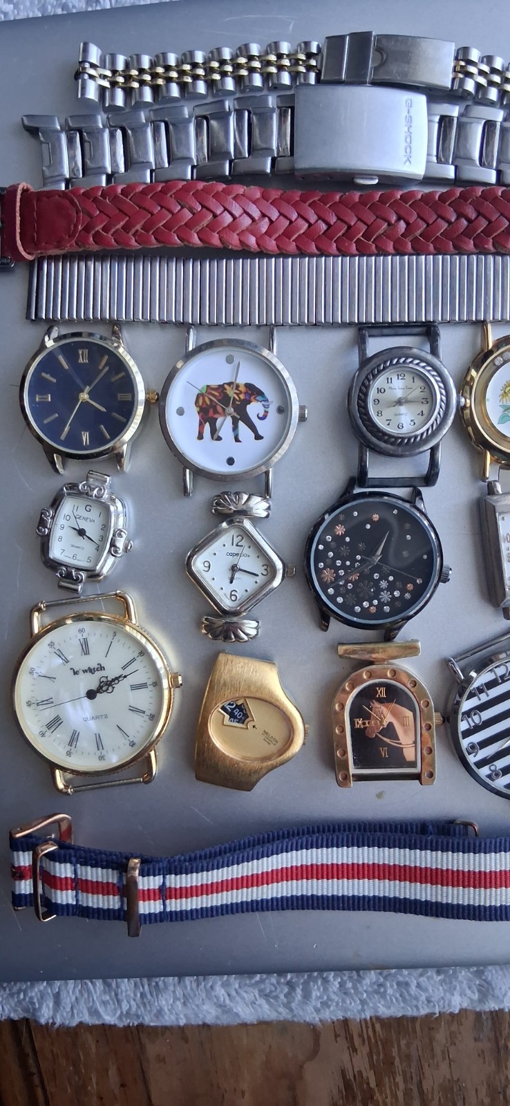 Watch cases and bands, various brands, most just need batteries and bands, parts