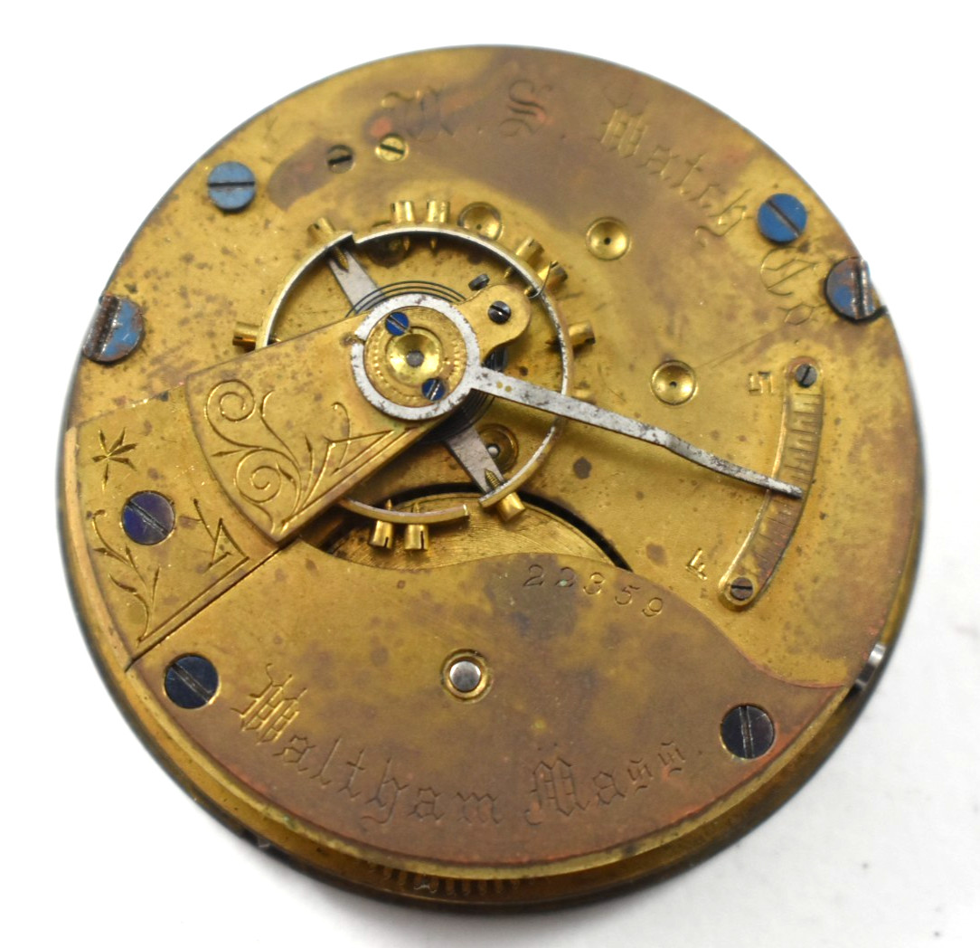 Vintage U.S Watch Co Waltham 18s Hunting Pocket Watch Movement lot.we