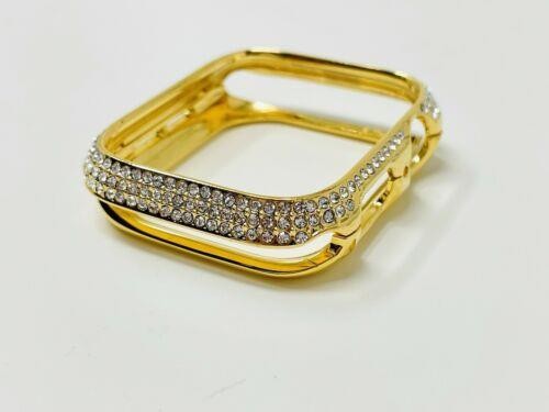 Custom 24k Gold Plated Case For Apple Watch 42 Series 10 Diamond Rhinestones
