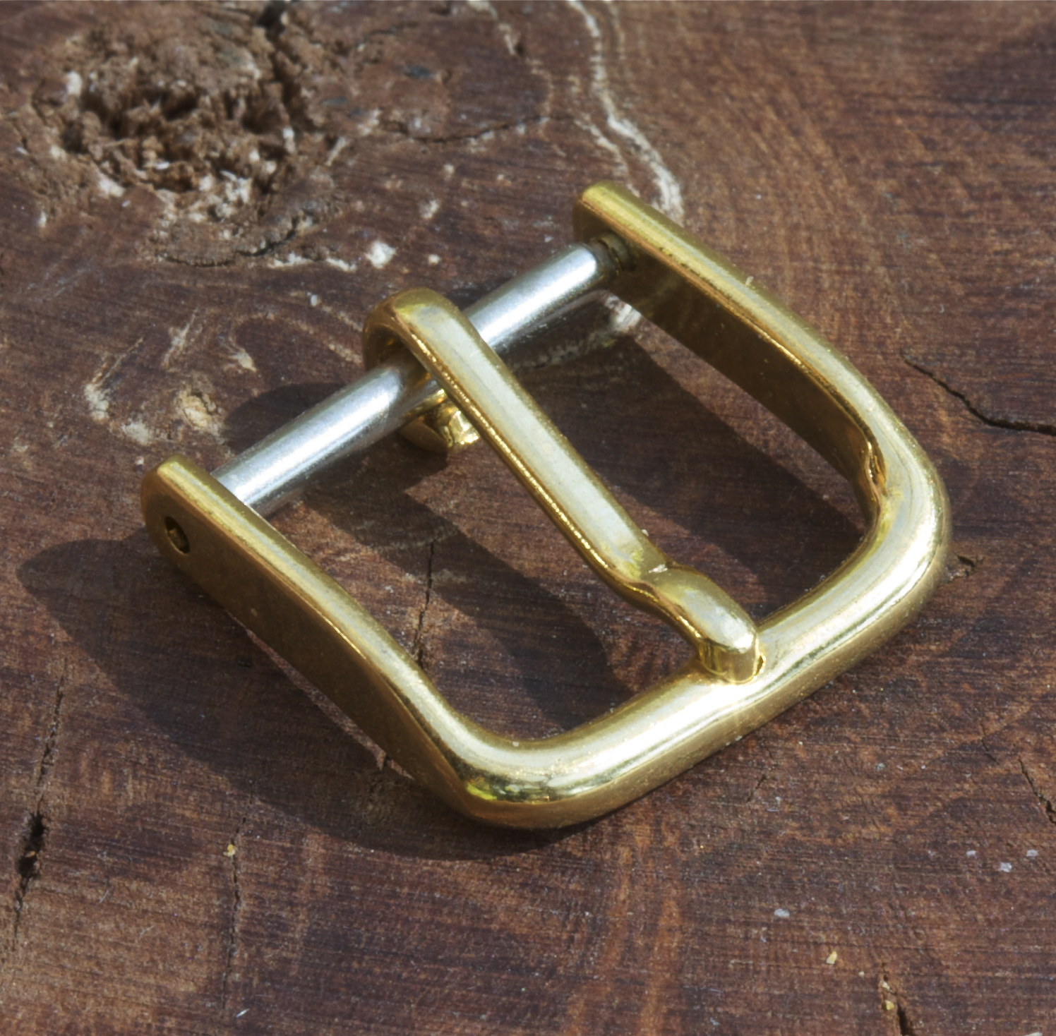 Round corners vintage yellow gold-plated watch buckle 14mm inner opening NOS
