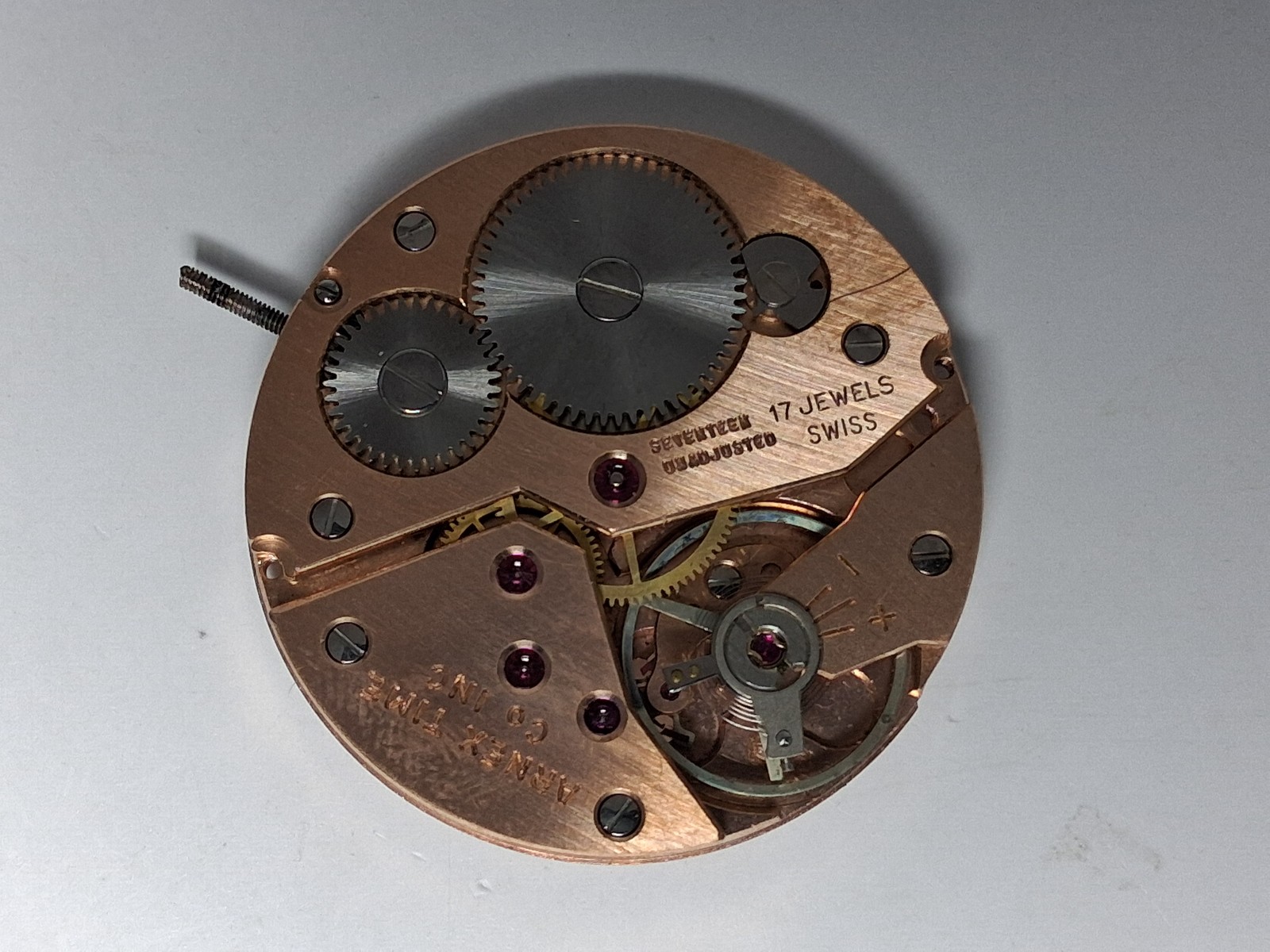 UNITAS ETA UT 6498 SWISS 17J POCKET WATCH MOVEMENT, GOOD BALANCE, ARNEX