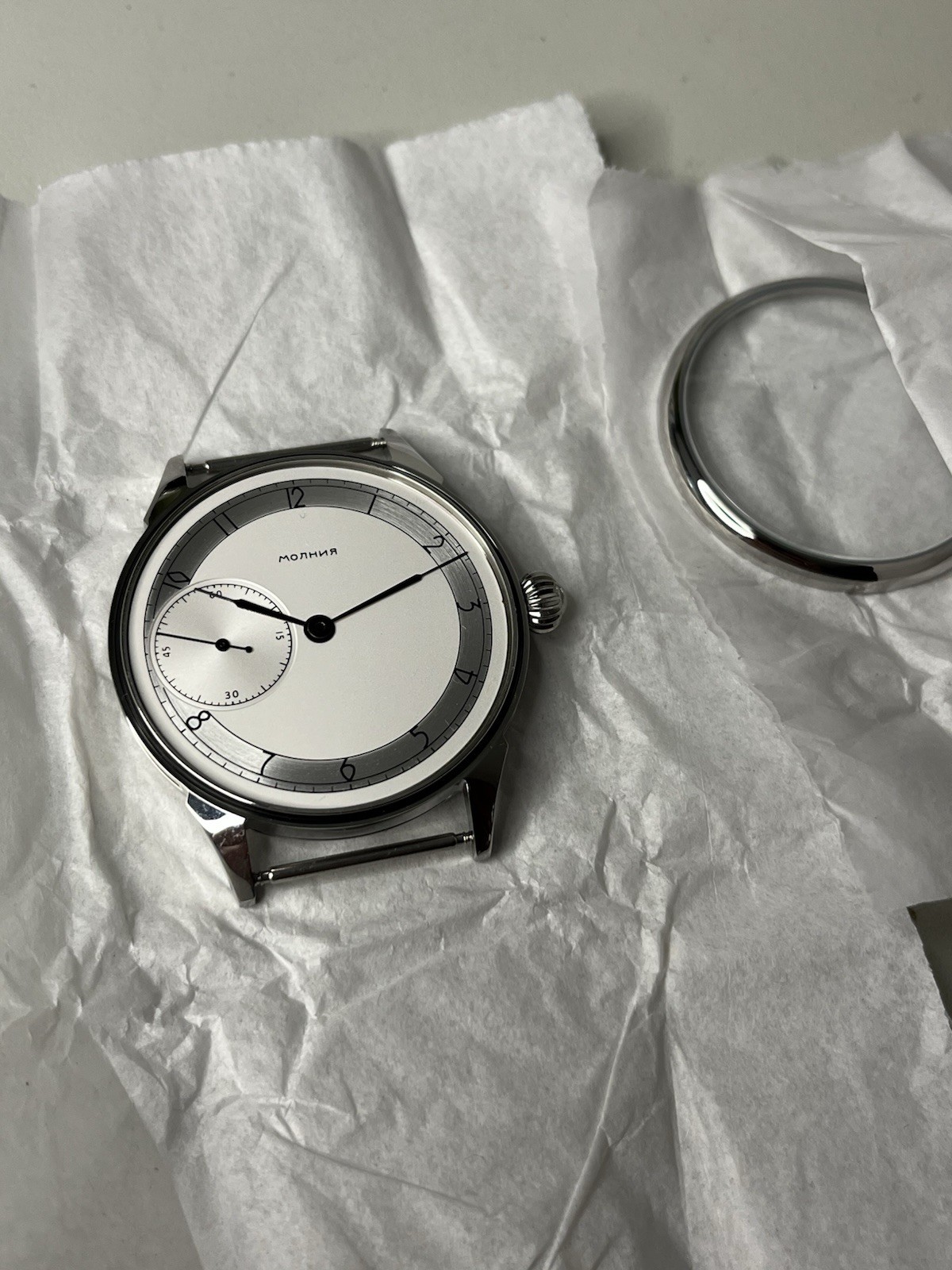 Molnija Marriage Watch Parts Set – Case Dial Hands – No Movement – Aftermarket
